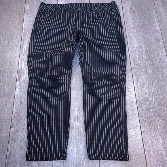 G-Star Jeans Womens 34x27 3D Boyfriend COJ Mid Rise Black Striped Pants - Picture 1 of 10